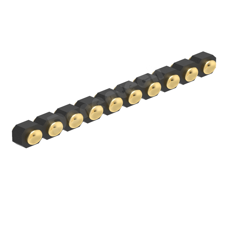 Denentech 2.54mm pitch H1.27 single  row female straight SMT concave pogo pin connector