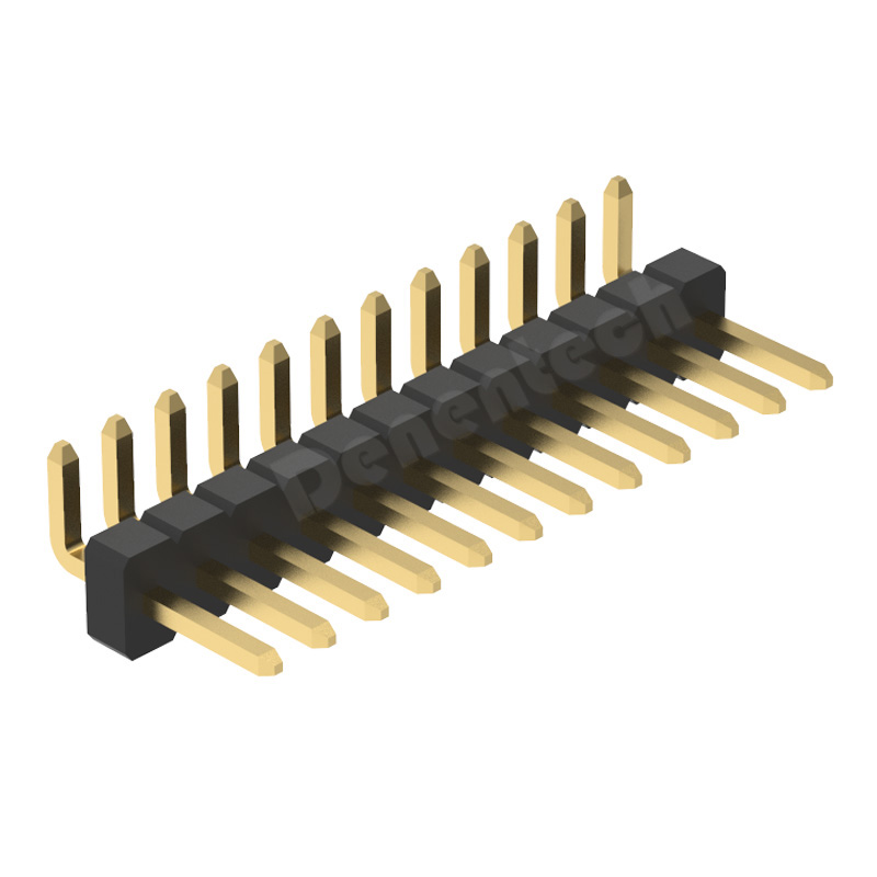 Denentech    single row right angle pin header 1.27mm  long pin header