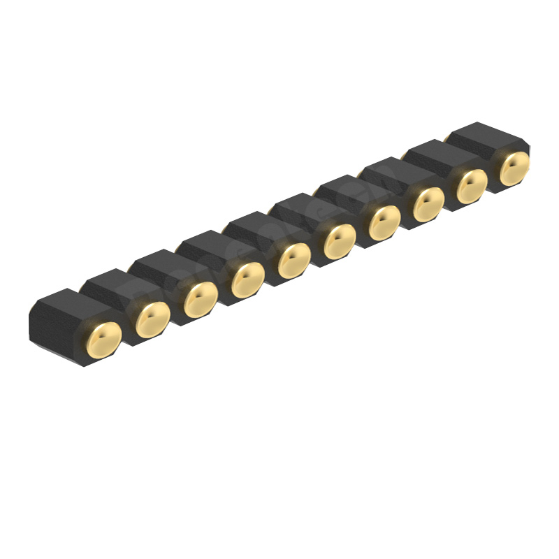 Denentech 2.54mm pitch H2.5 single row female straight SMT concave pogo pin connector