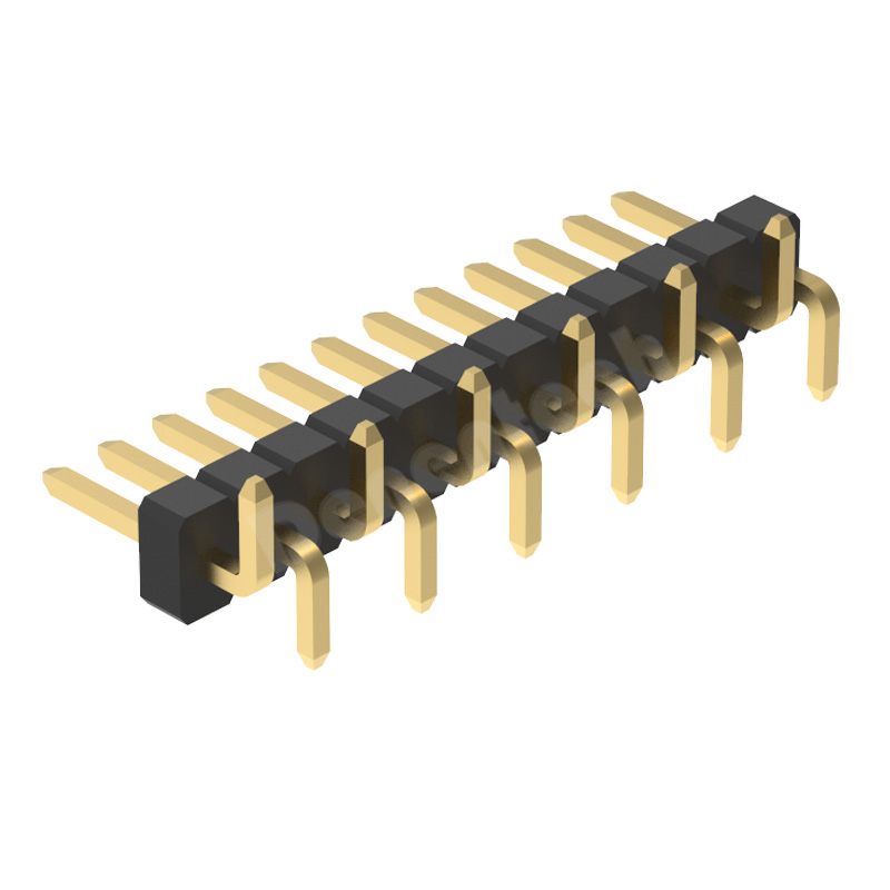 Denentech 1.27mm pin header single row straight SMT with peg