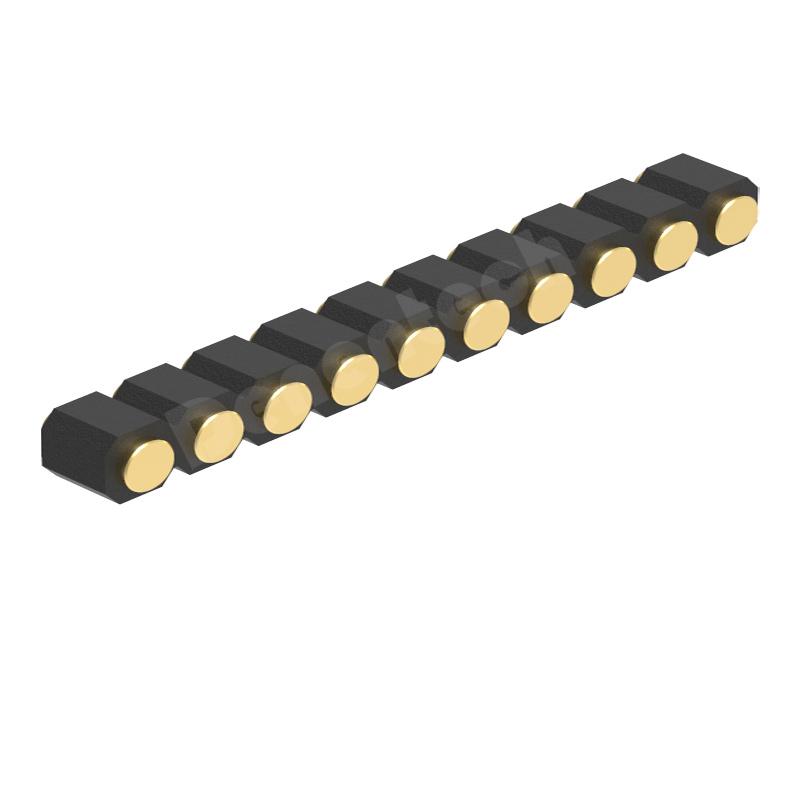 Denentech 2.54mm pitch H2.5 single row female straight SMT  pogo pin connector