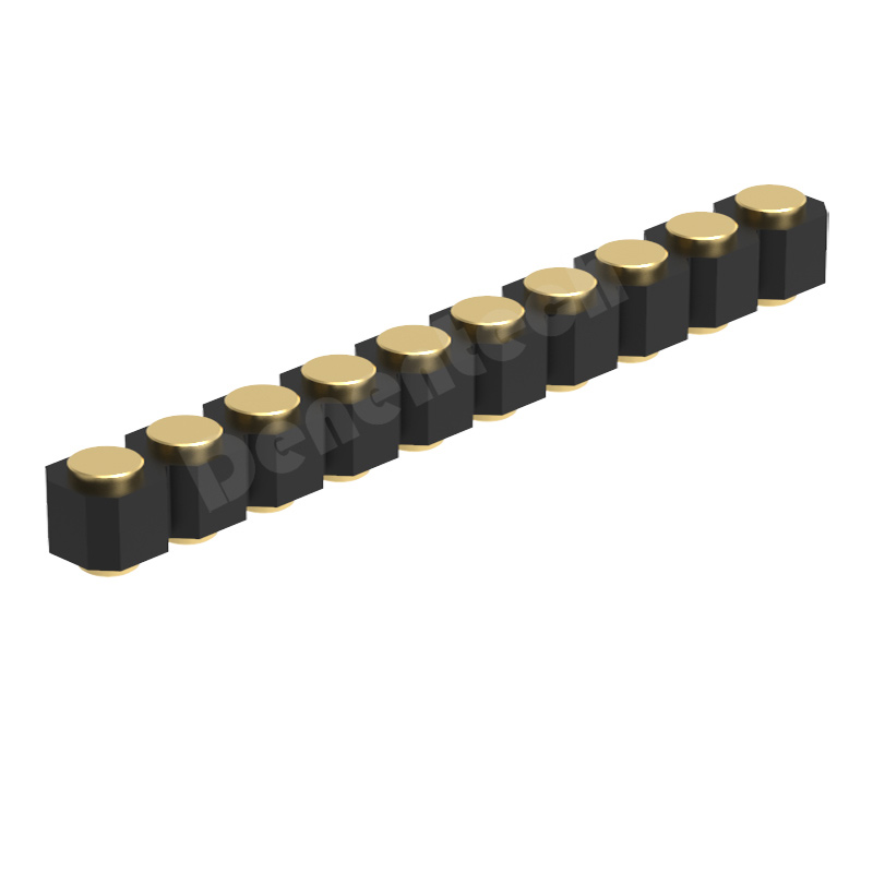 Denentech 2.54mm pitch H2.5 single row female straight SMT  pogo pin connector