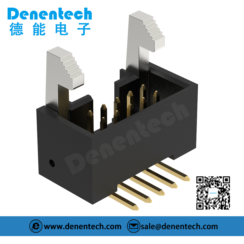 Denentech professional factory 2.54MM ejector header H18.70 straight SMT Zinc alloy buckle curved needle ejector connector with