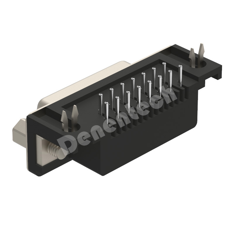 Denentech gold plated solid core pin HDR 15P H8.08 female right angle DIP d-sub 9pin connector micro d-sub connector