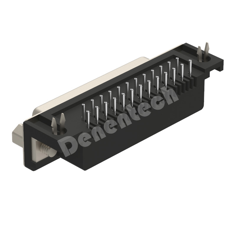 Denentech wear resistant HDR 25P H8.08 female right angle DIP individual 25 pin d-sub connector