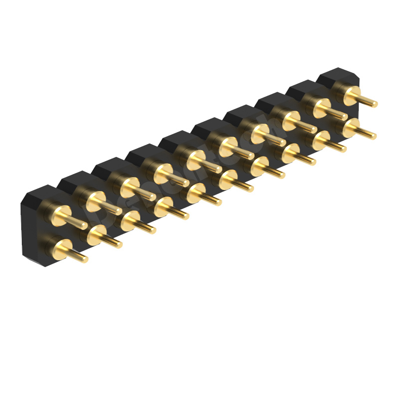 Denentech 2.54MM pogo pin H1.27MM dual row female straight concave smt pogo pin connector