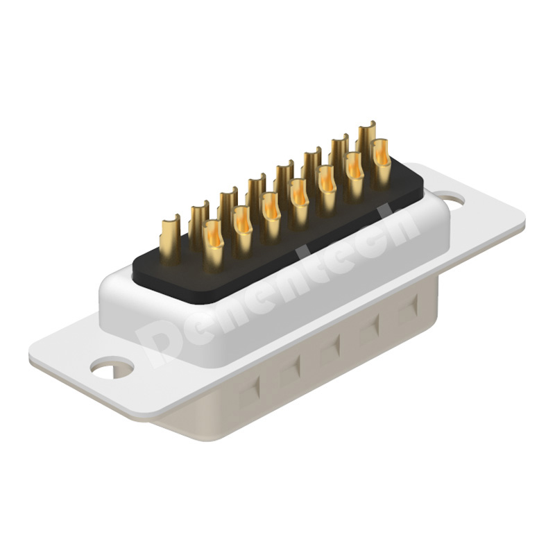 Denentech Factory direct sales DB 15P male straight solder d-sub 15 pin db15 male connector 3 rows d-sub connectors