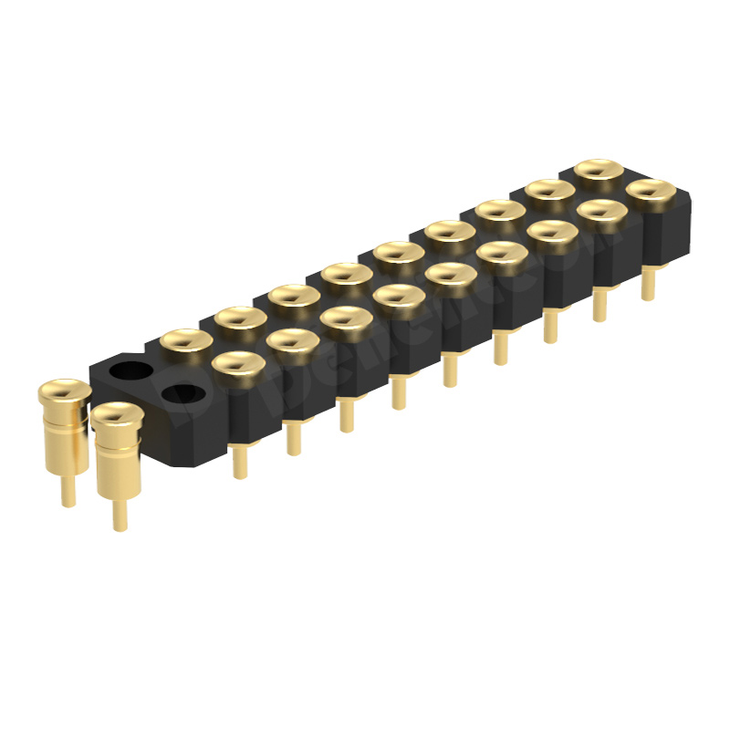 Denentech Factory direct sales 2.54mm pitch H2.5 dual row female straight DIP concave pogo pin connector