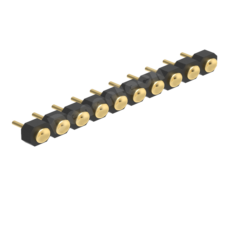 Denentech 2.54mm pitch H1.27 single row female straight DIP concave pogo pin connector