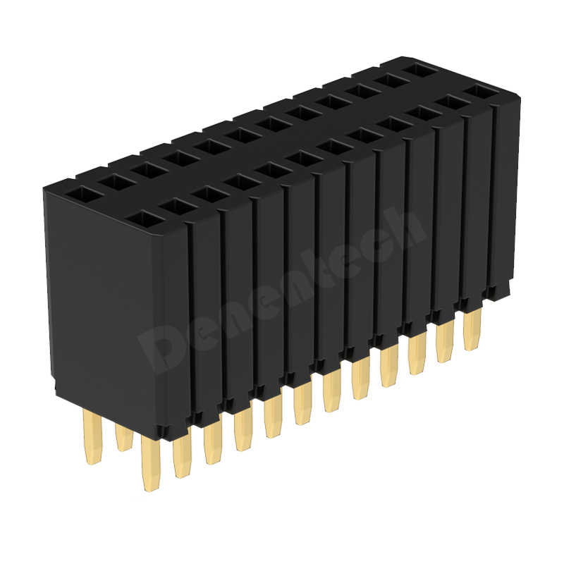 Denentech Low price 1.27*2.54mm female connector plastic H8.5 double row straight terminal plug-in female connector