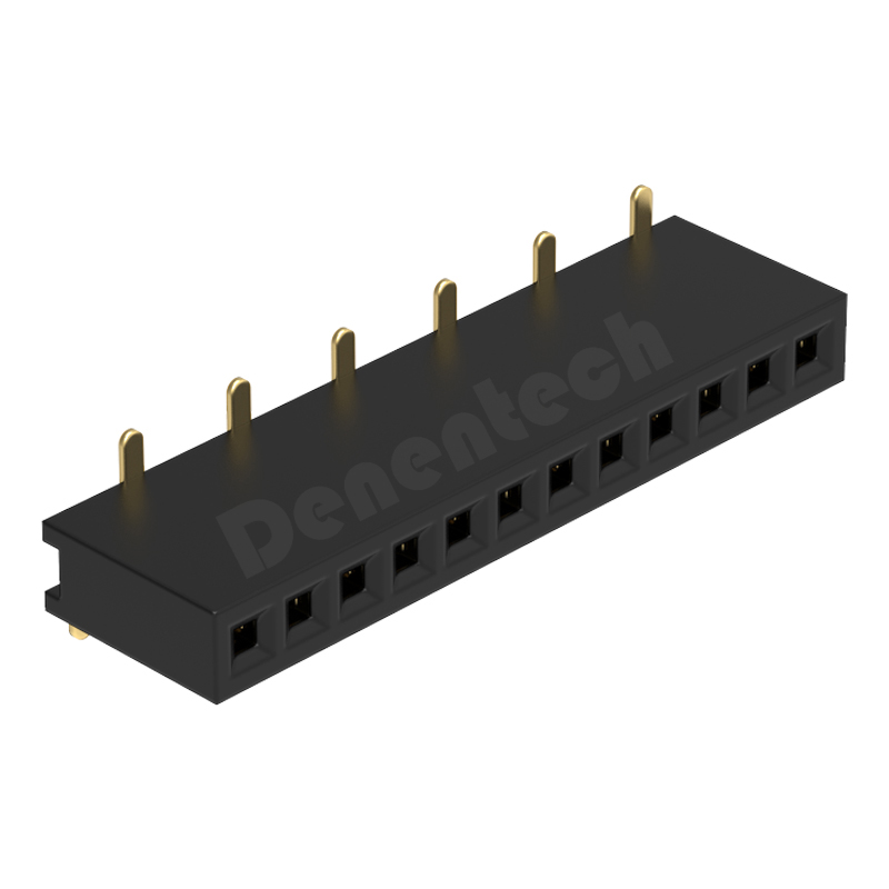 Denentech professional factory 1.27mm pitch H4.3mm single row straight SMT female header connector