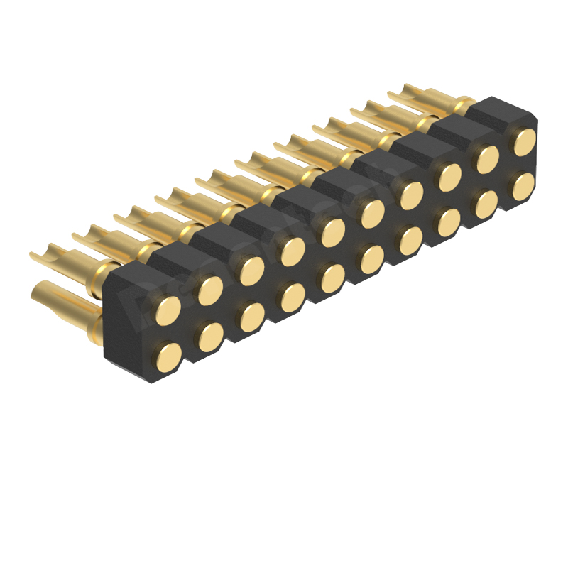 Denentech Factory direct sales 2.54mm pitch H2.5 solder dual row female pogo pin connector