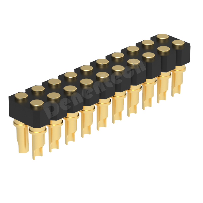 Denentech Factory direct sales 2.54mm pitch H2.5 solder dual row female pogo pin connector