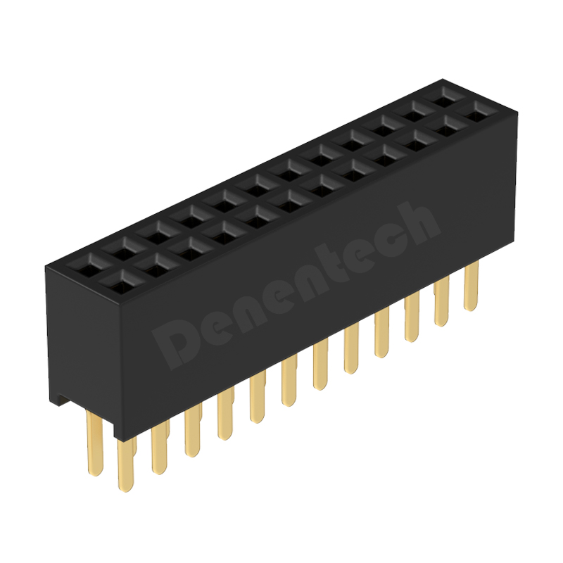 Denentech low price of 1.27mm pitch H4.3mm dual row straight DIP female header connector