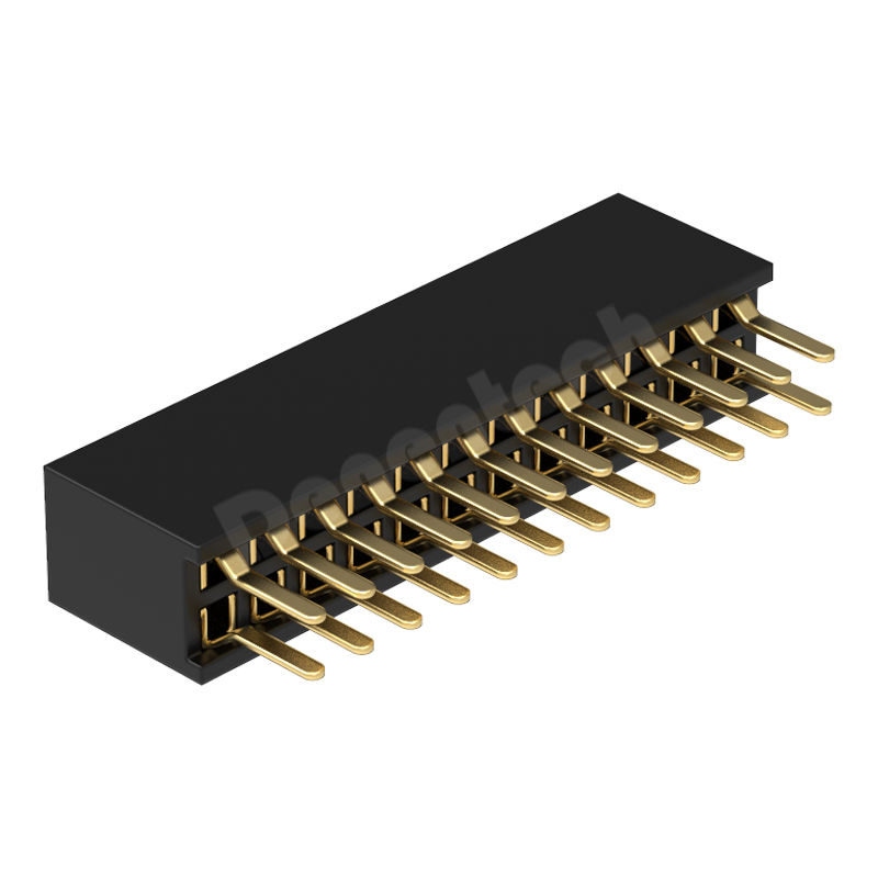 Denentech low price of 1.27mm pitch H4.3mm dual row straight DIP female header connector