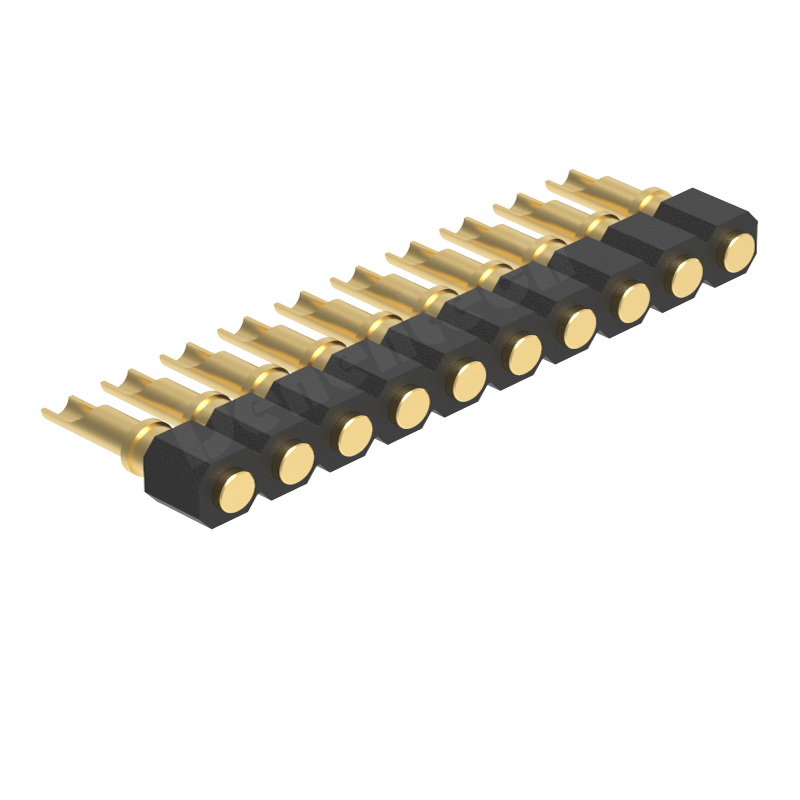 Denentech 2.54mm pitch H2.5 solder single row female pogo pin connector