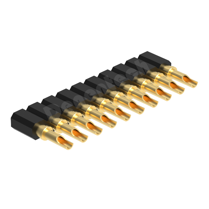 Denentech Factory hot sales 2.54mm pitch H4.0 solder dual row female pogo pin connector