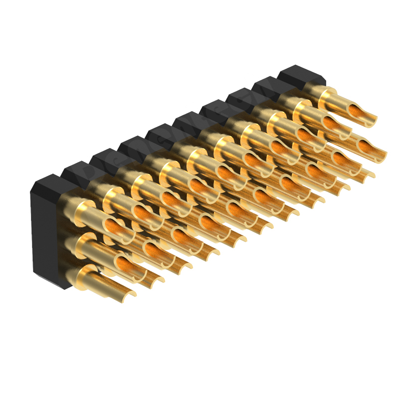 Denentech gold plated 2.54mm pitch H2.5 solder triple row female pogo pin connector