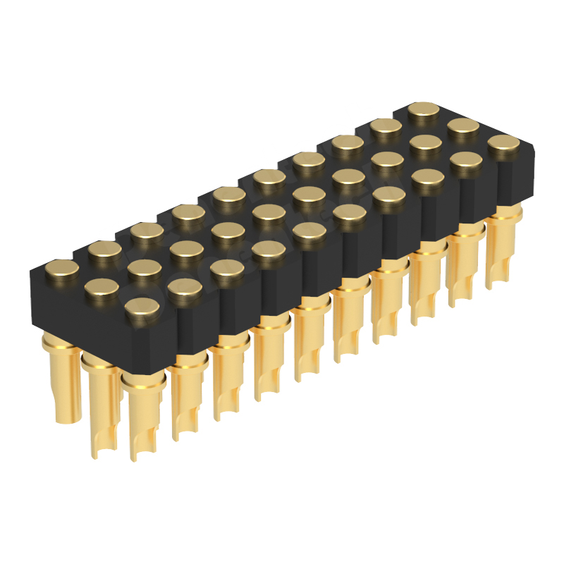 Denentech gold plated 2.54mm pitch H2.5 solder triple row female pogo pin connector