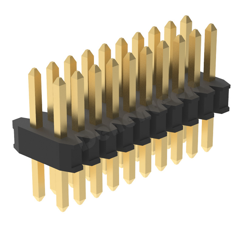 Denentech Factory direct sale 0.8mm gold plated dual row straight DIP pin header connectors