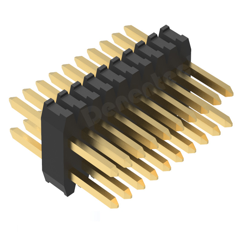 Denentech Factory direct sale 0.8mm gold plated dual row straight DIP pin header connectors