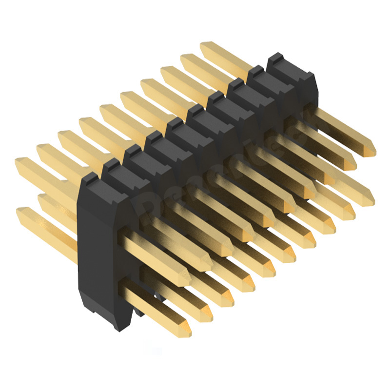 Denentech Factory direct sale 0.8mm gold plated dual row straight DIP pin header connectors