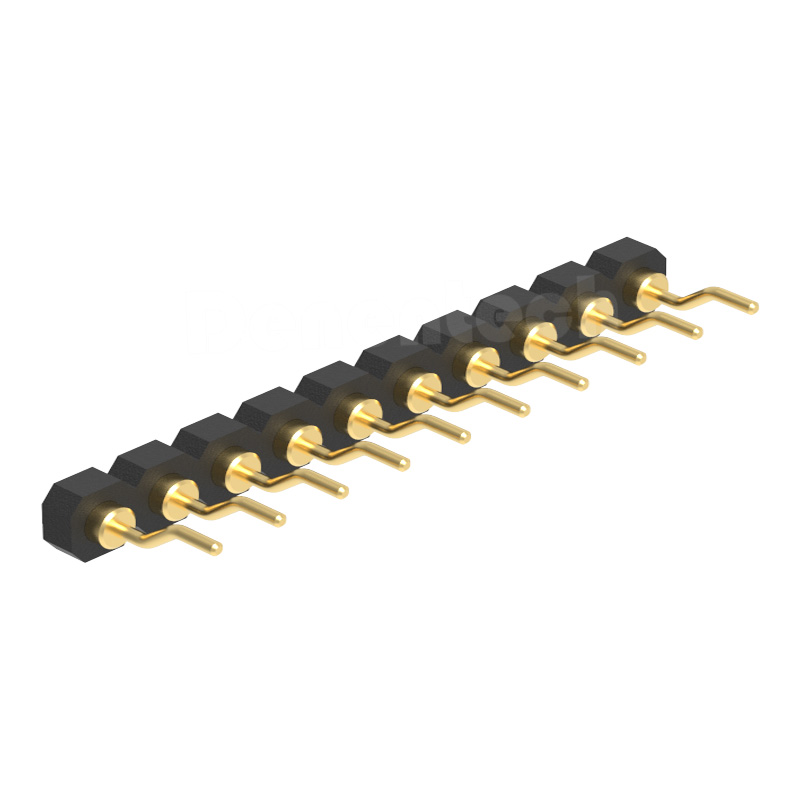 Denentech Factory Direct Sale 2.54mm Pogo Pin H1.27 Concave Female Single Row Right Angle SMT 