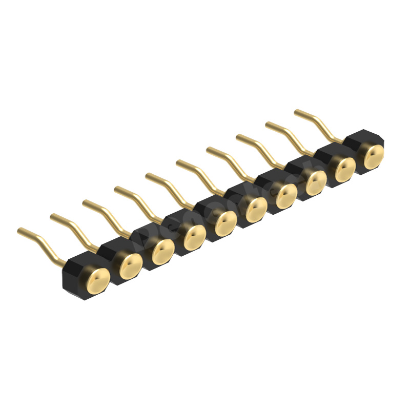 Denentech Factory Direct Sale 2.54mm Pogo Pin H1.27 Concave Female Single Row Right Angle SMT 