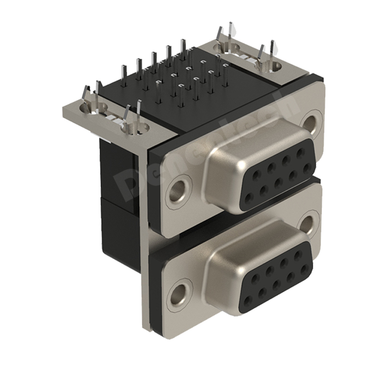 Denentech Manufacturer Direct Sales D-SUB dual port 9P female d-sub pcb connector double d-sub connectors