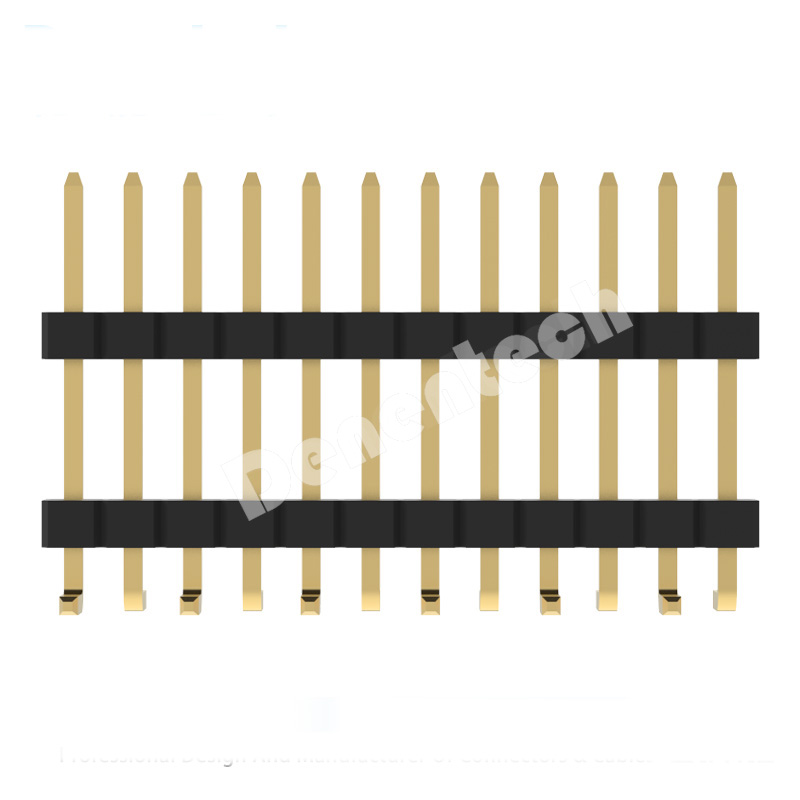 Denentech 1.27mm pin header single row dual plastic straight SMT with peg