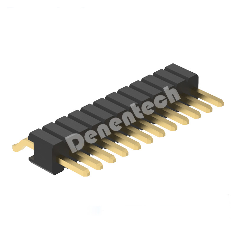 Denentech 1.27mm pin header single row SMT right angle with peg