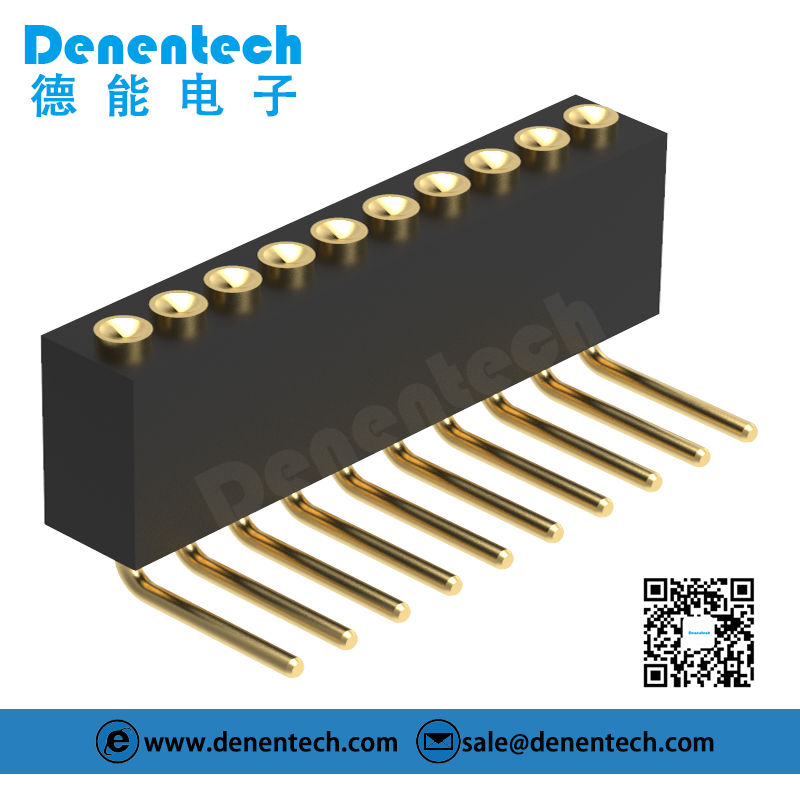 Denentech best selling1.27MM pogo pin H4.0MM single row female right angle concave jig test pogo pin