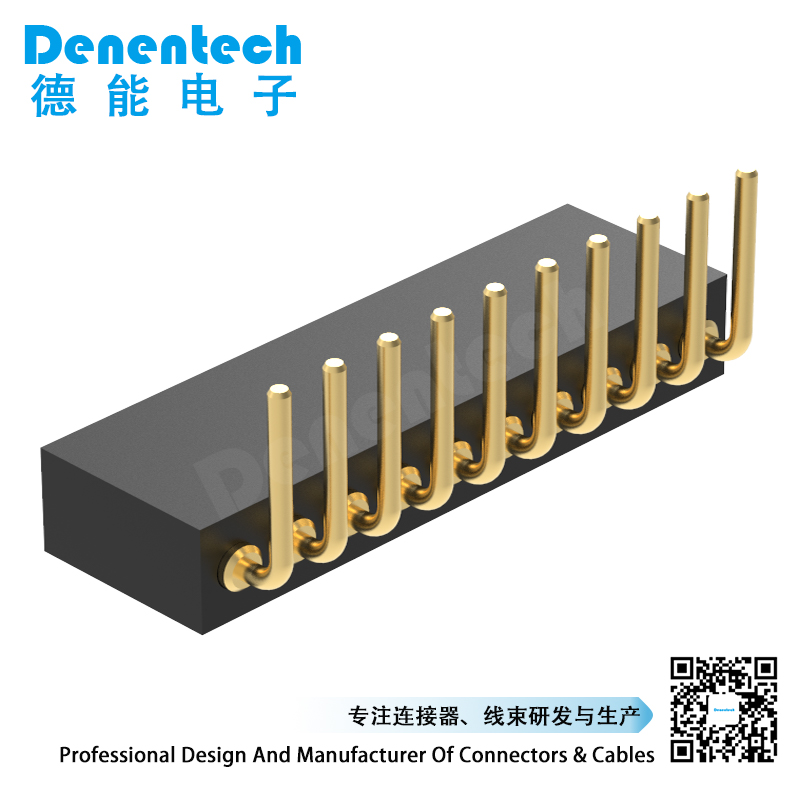 Denentech best selling1.27MM pogo pin H4.0MM single row female right angle concave jig test pogo pin