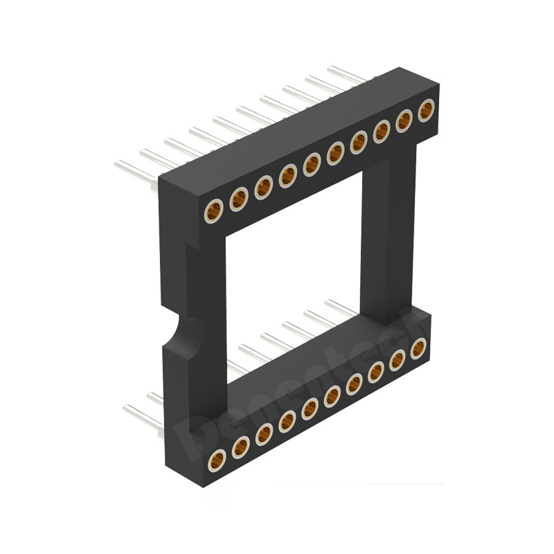 Denentech factory directly supply 1.778MM machined IC socket h3.2MM female dual row straight round female headers 