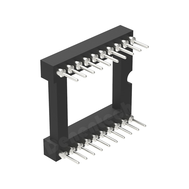 Denentech factory directly supply 1.778MM machined IC socket h3.2MM female dual row straight round female headers 