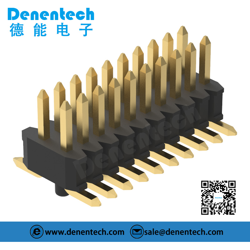 Denentech定制0.80mm双排单塑立式SMT排针连接器带柱
