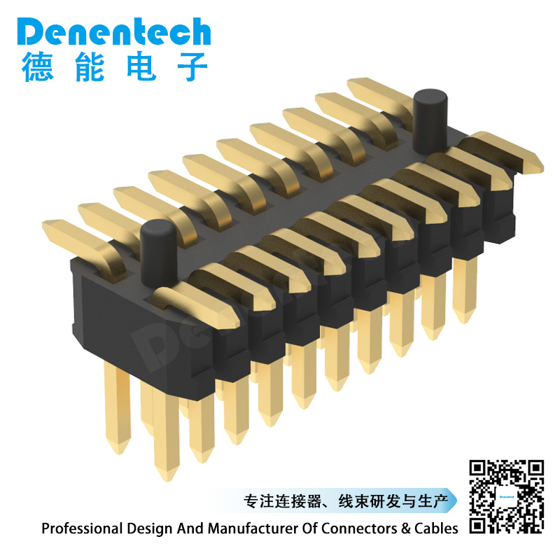 Denentech定制0.80mm双排单塑立式SMT排针连接器带柱