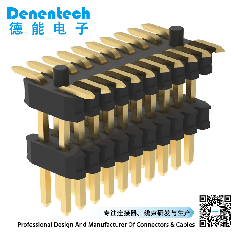 Denentech Promotional products 0.8mm dual row dual plastic straight SMT pin header with peg