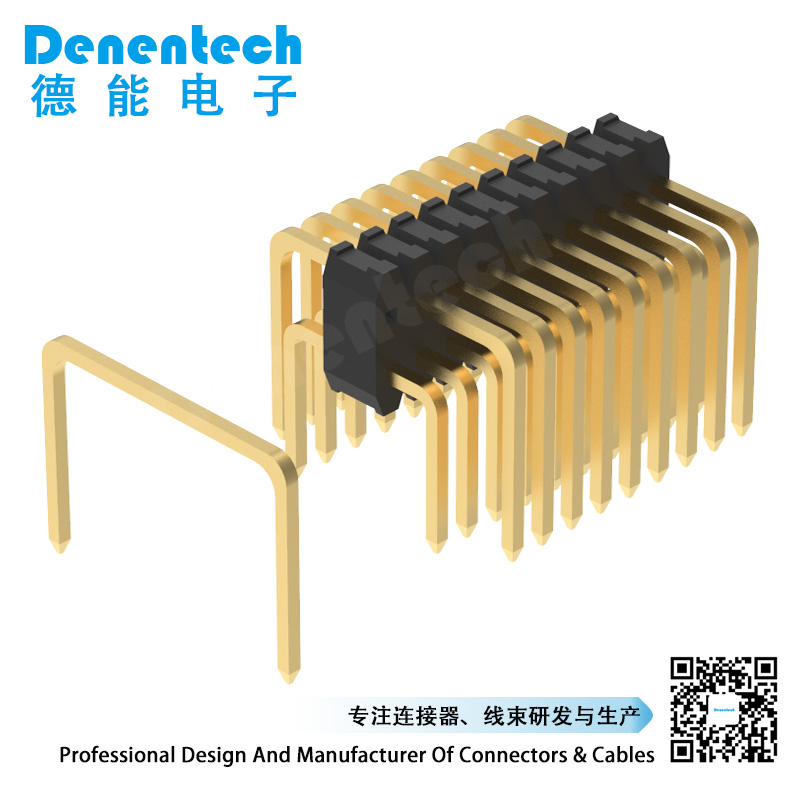 Denentech high quality 0.8mm dual row button entry U Type pin header connector for PCB