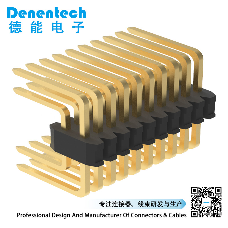 Denentech high quality 0.8mm dual row button entry U Type pin header connector for PCB