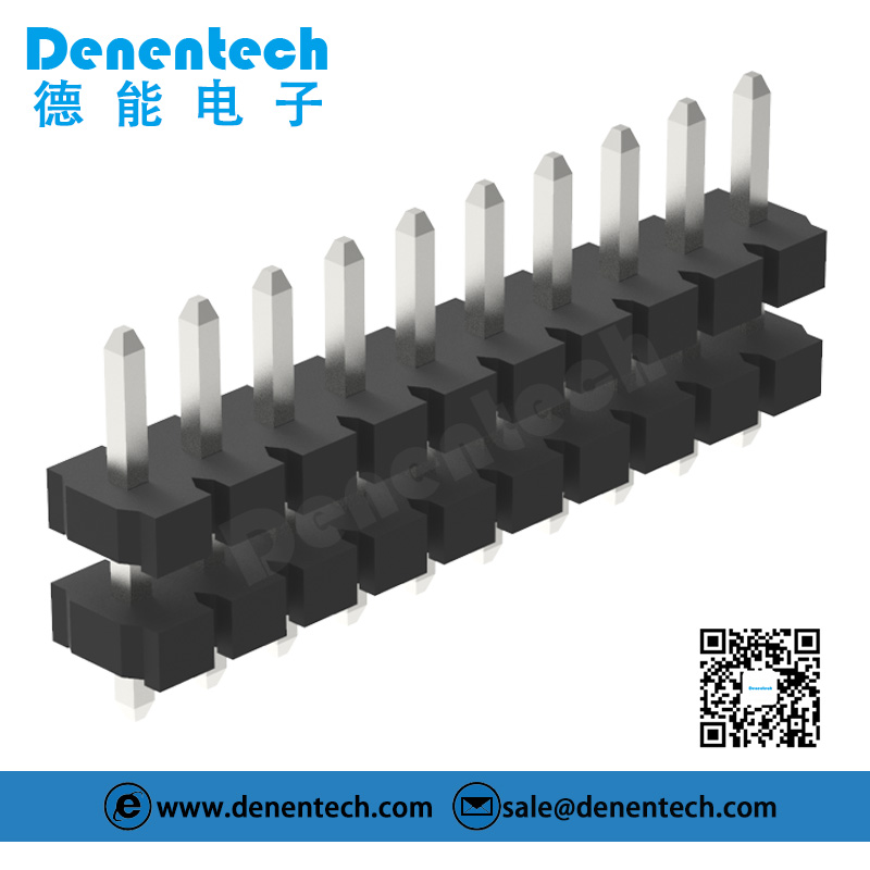 Denenetech 可定制 3.96mm排针单排双塑180度 接插件单排针镀锡 加长3.96MM间距直插双塑