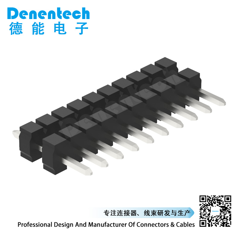 Denenetech 可定制 3.96mm排针单排双塑180度 接插件单排针镀锡 加长3.96MM间距直插双塑