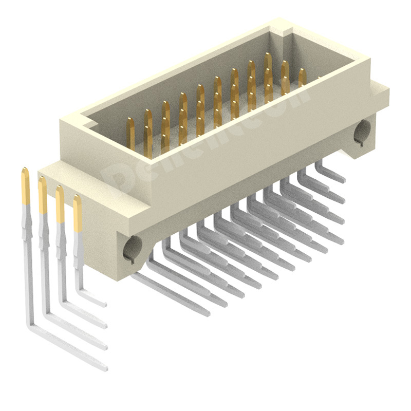 Denentech hot sale product 2.54MM four row male right angle DIP DIN41612 Header in stock