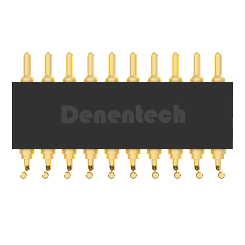 Denentech best selling1.27MM pogo pin H4.0MM single row male right angle pogo pin spring