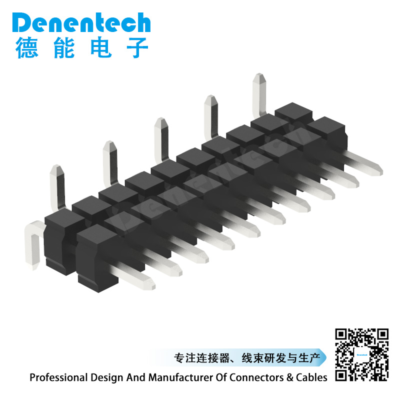 Denentech 支持定制 3.96mm排针单排双塑立式SMD加长  针左右交错正位正向单排错位 贴片排针 立式贴片排针