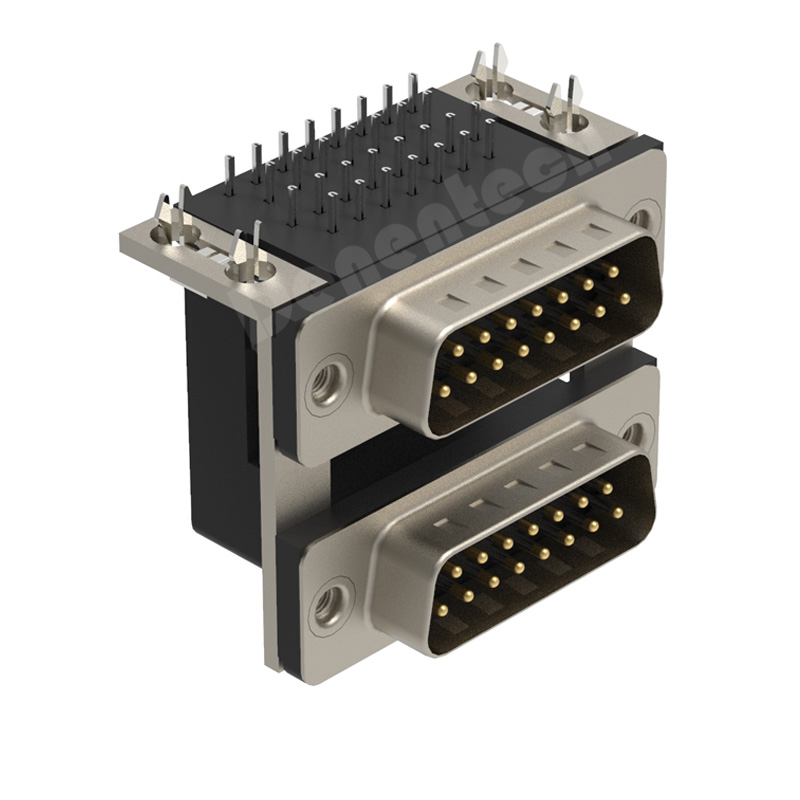 Denentech D-SUB dual port DR 15P male to 15P male pcb d-sub connector double d-sub connectors