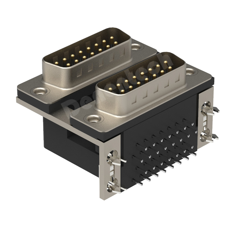 Denentech D-SUB dual port DR 15P male to 15P male pcb d-sub connector double d-sub connectors