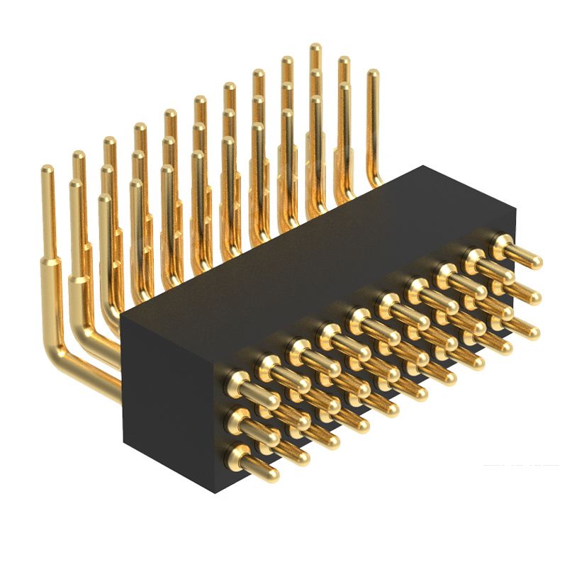 Denentech 高质量热销1.27MM弹簧针H4.0三排公座90度导电触点电子探针