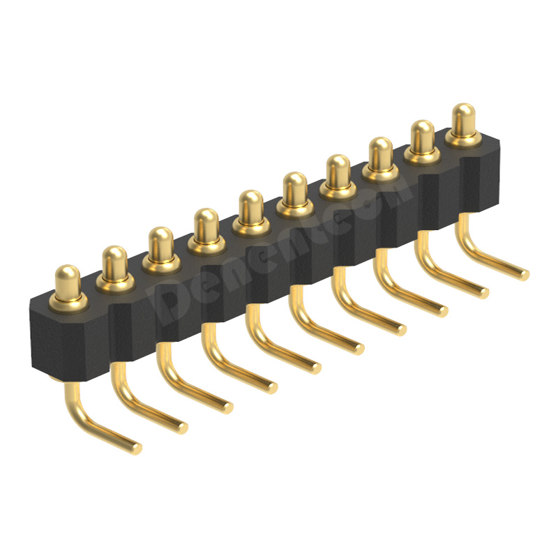 Denentech good quality 2.0MM H2.5MM single row male right angle pogo pin connector 