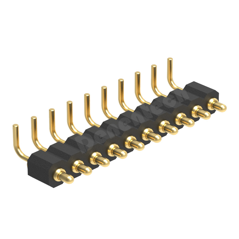 Denentech good quality 2.0MM H2.5MM single row male right angle pogo pin connector 